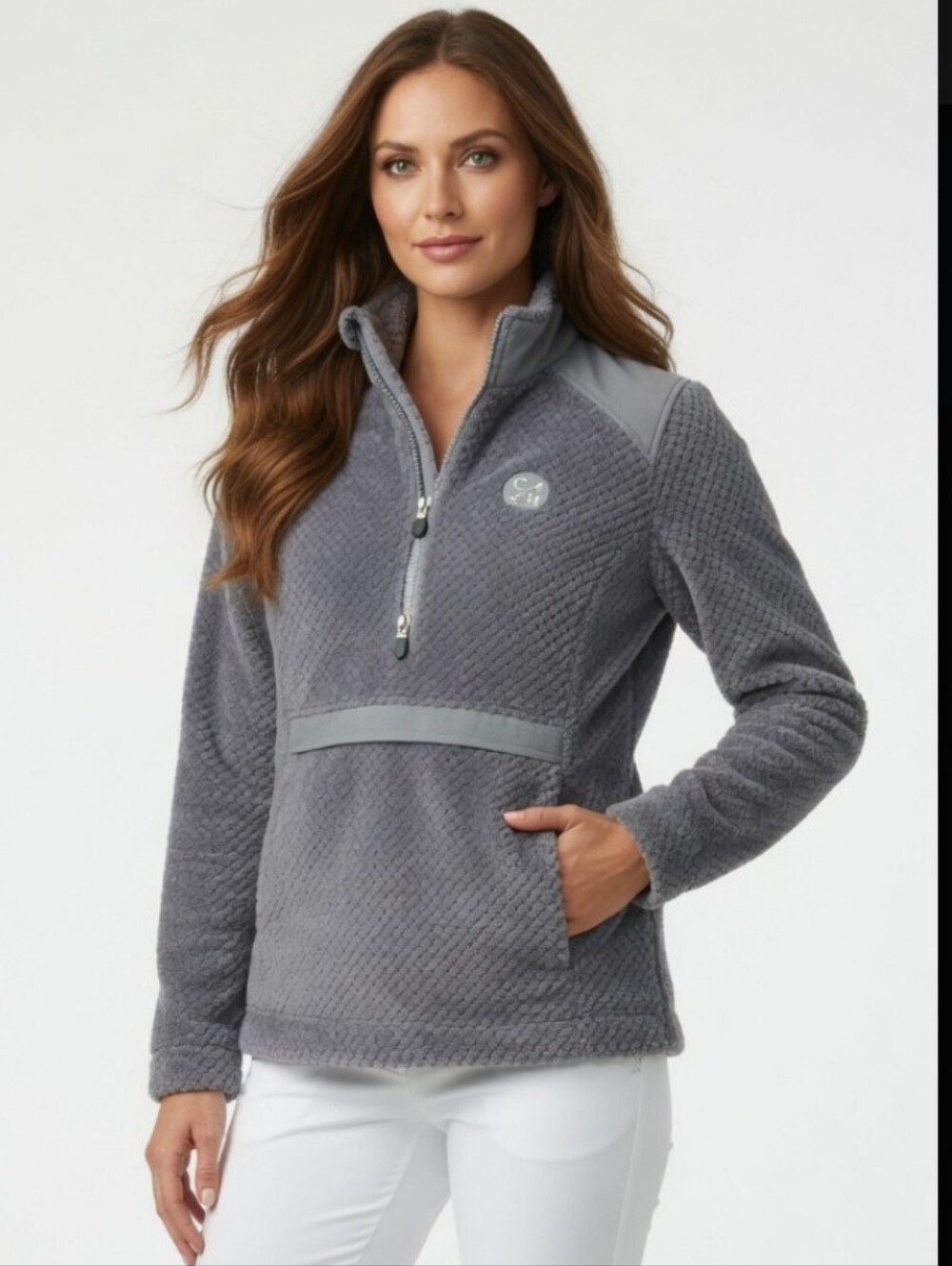 Zero Restriction Fleece Jacket Women's Gray Full Zip Golf Outerwear (SIZE:Small)